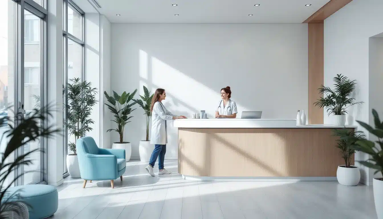 Welcoming reception of a professional private ultrasound clinic in London